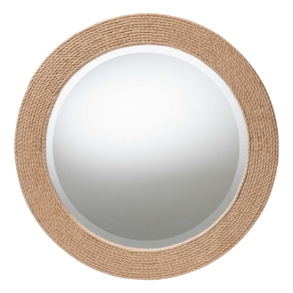 bali & pari Nieva Round Woven Rope Mirror - Coastal Mirror with Woven Jute Accents for Farmhouse, Boho Wall Decor, Beach House