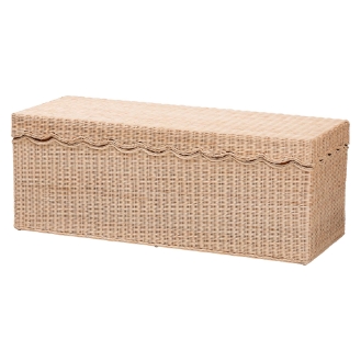 bali & pari Damita Scallop Natural Rattan Chest with Lift -top Lid - Coastal Boho Style Storage Bench for Bedroom, Entryway, or Living Room Organization