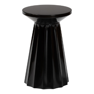 Baxton Studio Ulmer Metal Scalloped Side Table - Modern Round Accent Table for Indoor or Semi-Outdoor Use, Black