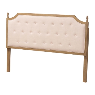 Baxton Studio Lourdes Upholstered Headboard with Solid Wood Frame - Tufted Backrest Panel with Curved Top, Elegant Bedroom D?cor, Queen Size