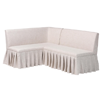 Baxton Studio Bryna 2-Piece Fabric Upholstered Dining Nook Bench Set - Corner Kitchen Banquette Seating with Skirted Base, L-Shaped Breakfast Nook for Small Spaces, Beige