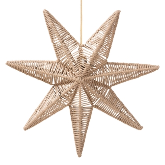 bali & pari Idriya Handwoven Jute Pendant Lampshade - Star-Shaped Natural Fiber Light Cover, Coastal Boho Lighting Decor
