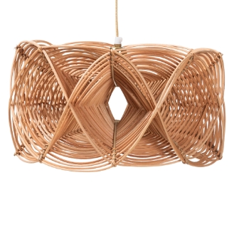 bali & pari Jeneth Natural Rattan Pendant Lampshade - Coastal Boho Ceiling Light Cover with Handcrafted Geometric Design