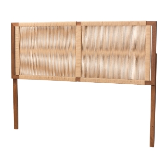 bali & pari Holitz Natural Rope Woven Headboard - Mountable Bed Backboard with Bayur Wood Frame, Modern Boho Accent for Bedroom Decor, King