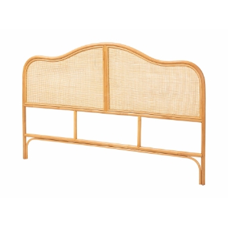 bali & pari Adelita Natural Rattan Arched Headboard - Handwoven Cane Panel with Rattan Frame, Coastal Boho Style Bedroom Decor, Queen