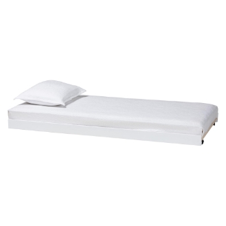 Baxton Studio Lucera Trundle - Underbed Low-Profile Rolling Base for Daybeds and Guest Rooms, Twin, White