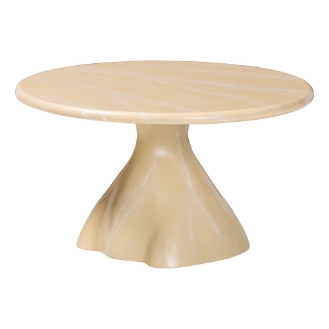 bali & pari Aponi Marbled Resin Coffee Table - Sculptural Center Table with Round Top and Pedestal Base, Modern Contemporary Statement Furniture, Cream