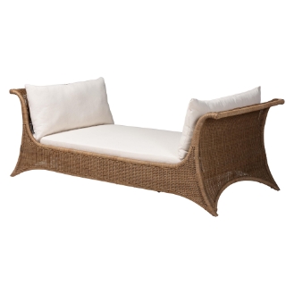 bali & pari Kalisha Natural Rattan Daybed with Cushions - Coastal Boho Indoor Lounge Sofa Bench for Living Room, Sunroom, or Bedroom Relaxation