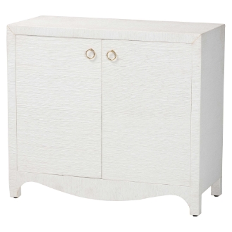 bali & pari Ximena Grasscloth Storage Cabinet - 2-Door Woven Accent Cabinet with Gold Ring Pulls for Living Room, Bedroom, or Entryway