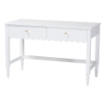 Baxton Studio Roni Writing Desk with Drawers - Modern Cottage Style Desk with Scalloped Detailing for Home Office or Vanity, White