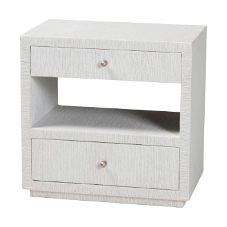 bali & pari Kai Grasscloth End Table - 2-Drawer Accent Table or Nightstand with Open Shelf, Handwoven Decor for Bedroom or Living Room