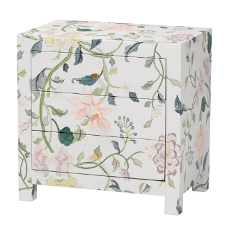 Baxton Studio Connery Floral  End Table - 3-Drawer Decorative Accent Storage Cabinet