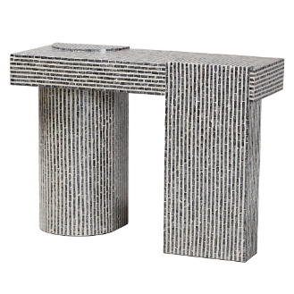 bali & pari Tawana Capiz Shell Console Table with Geometric Pattern - Modern Decorative Accent Table for Entryway or Living Room