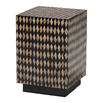 bali & pari Paulo Decorative End Table with Bamboo Diamond Pattern - Modern Accent Side Table for Living Room or Bedroom, Square