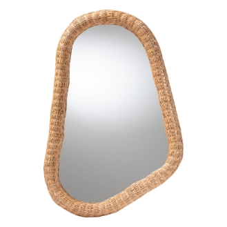 bali & pari Ulrica Natural Rattan Wall Mirror - Handwoven Wicker Irregular Shape Accent Mirror for Living Room, Bedroom, or Entryway