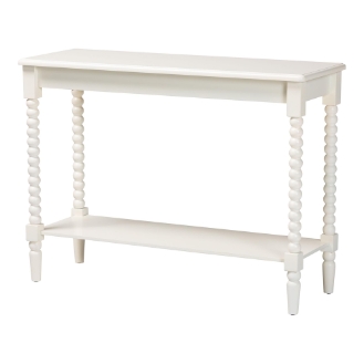 Baxton Studio Bayard Console Table with Bobbin Legs - Spindle Leg Accent Table with Shelf, Cottage Farmhouse Entryway or Living Room Furniture