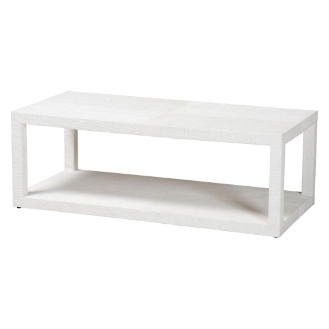 bali & pari Oaklynn Natural Grasscloth Coffee Table - Two-Tier Cocktail Table with Open Frame, Modern Coastal Centerpiece for Living Room or Lounge, White
