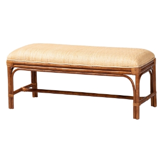 bali & pari Belen Marbled Tortoise Natural Rattan Bench - Handwoven Wicker Seating for Entryway, Living Room, or Bedroom, Coastal and Tropical Accent Furniture