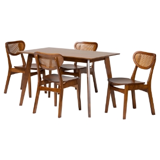 Baxton Studio Billie Wood Dining Table - Bentwood Leg Table with Rectangular Top, Mid-Century Style Centerpiece Seats 4-6 in Kitchen or Dining Room