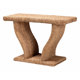 bali & pari Morley Marbled Tortoise Natural Rattan Ottoman - Handcrafted Accent Footstool with Decorative Frame, Coastal Tropical Style for Living Room