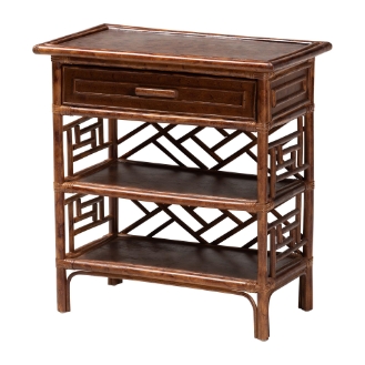 bali & pari Tahlia Marbled Tortoise Natural Rattan Console Table - Handcrafted Wicker Accent Table with Coastal Boho Style