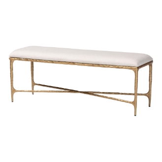 Baxton Studio Fumiye Bench - Modern Rustic Accent Seating with Hand-Forged Metal Frame and Upholstered Cushion for Living Room or Entryway