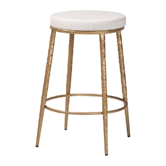 Baxton Studio Jessa Counter Stool - Modern Rustic Backless Stool with Hand-Forged Metal Frame and Integrated Footrest for Kitchen Island or Lounge