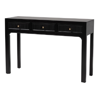 bali & pari Leah Console Table - 3-Drawer Accent Table with Fluted Wood Detailing for Living Room, Hallway, or Entryway