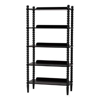 Baxton Studio Lucera Bobbin Display Shelf - 5-Tier Open Frame Vertical Bookcase with Spindle Posts for Living Room or Office, Black
