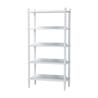 Baxton Studio Lucera Bobbin Display Shelf - 5-Tier Open Frame Vertical Bookcase with Spindle Posts for Living Room or Office, White