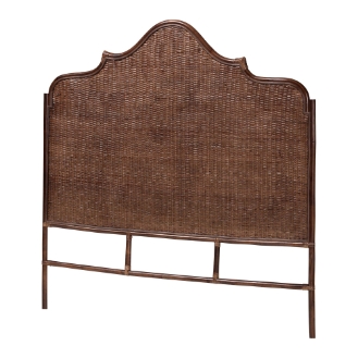 bali & pari Jaelle Natural Rattan Standalone Headboard - Handwoven Wicker Panel Headboard with Arch Top, Queen