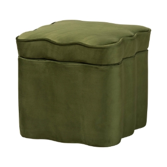 Baxton Studio Paulina Velvet Storage Ottoman - Lid Top Accent Stool with Interior Storage and Scalloped Outline for Bedroom or Living Room, Moss Green
