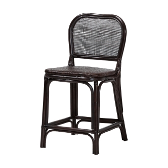 bali & pari Irene Natural Rattan Counter Stool - Handwoven Wicker Accent Stool with Lattice Backrest for Kitchen Island Seating