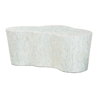 bali & pari Fiorella Capiz Shell Coffee Table - Mother of Pearl Irregular Shape Accent Table with Textured Inlay Surface for Living Room or Lounge Space