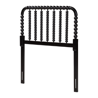 Baxton Studio Finley Turned Bobbin Headboard - Crafted Wood Panel with Decorative Spindle Design for Cottage Farmhouse Bedroom, Twin, Black