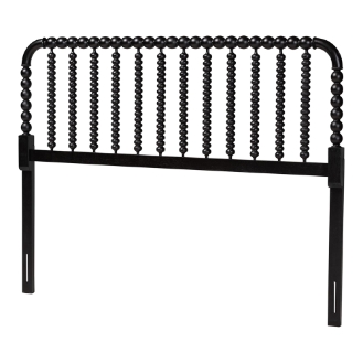 Baxton Studio Finley Turned Bobbin Headboard - Crafted Wood Panel with Decorative Spindle Design for Cottage Farmhouse Bedroom, Queen, Black