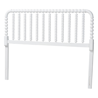 Baxton Studio Finley Turned Bobbin Headboard - Crafted Wood Panel with Decorative Spindle Design for Cottage Farmhouse Bedroom, Full, White