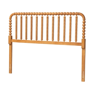 Baxton Studio Finley Turned Bobbin Headboard - Crafted Wood Panel with Decorative Spindle Design for Cottage Farmhouse Bedroom, Full, Oak Brown