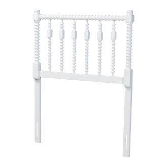 Baxton Studio Juliette Turned Spindle Headboard - Crafted Wood Panel with Decorative Spoke Design for Cottage Farmhouse Bedroom, Twin, White