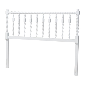 Baxton Studio Juliette Turned Spindle Headboard - Crafted Wood Panel with Decorative Spoke Design for Cottage Farmhouse Bedroom, Full, White