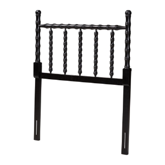 Baxton Studio Edaline Bamboo Motif Headboard - Crafted Wood Panel with Decorative Turned Spindle Design for Boho Costal Bedroom, Twin, Black