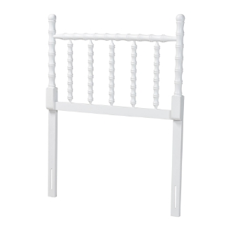 Baxton Studio Edaline Bamboo Motif Headboard - Crafted Wood Panel with Decorative Turned Spindle Design for Boho Costal Bedroom, Twin, White