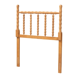 Baxton Studio Edaline Bamboo Motif Headboard - Crafted Wood Panel with Decorative Turned Spindle Design for Boho Costal Bedroom, Twin, Oak Brown
