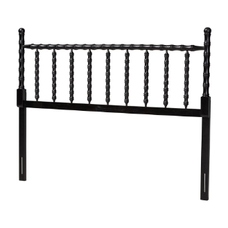 Baxton Studio Edaline Bamboo Motif Headboard - Crafted Wood Panel with Decorative Turned Spindle Design for Boho Costal Bedroom, Queen, Black