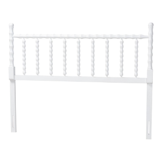 Baxton Studio Edaline Bamboo Motif Headboard - Crafted Wood Panel with Decorative Turned Spindle Design for Boho Costal Bedroom, Queen, White