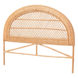 bali & pari Harini Natural Rattan Standalone Headboard - Handwoven Wicker Panel Headboard with Lattice Panel, King