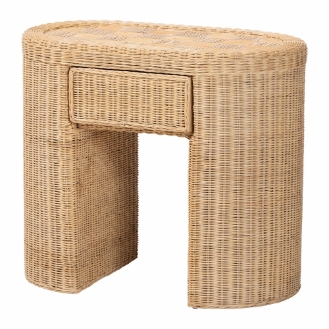 bali & pari Mimi Natural Rattan Checkered End Table with Drawer