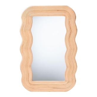 bali & pari Drucilla Fluted Natural Rattan Scalloped Wall Mirror