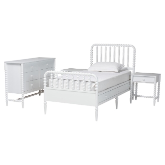 Baxton Studio Lucera 4-Piece Bedroom Set, Twin, White