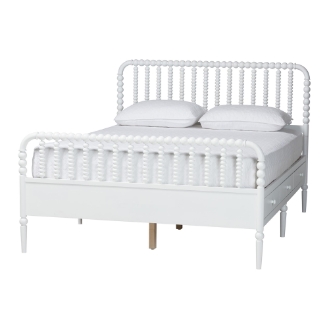 Baxton Studio Lucera 6-Drawer Platform Bed with Bobbin Frame, Queen, White